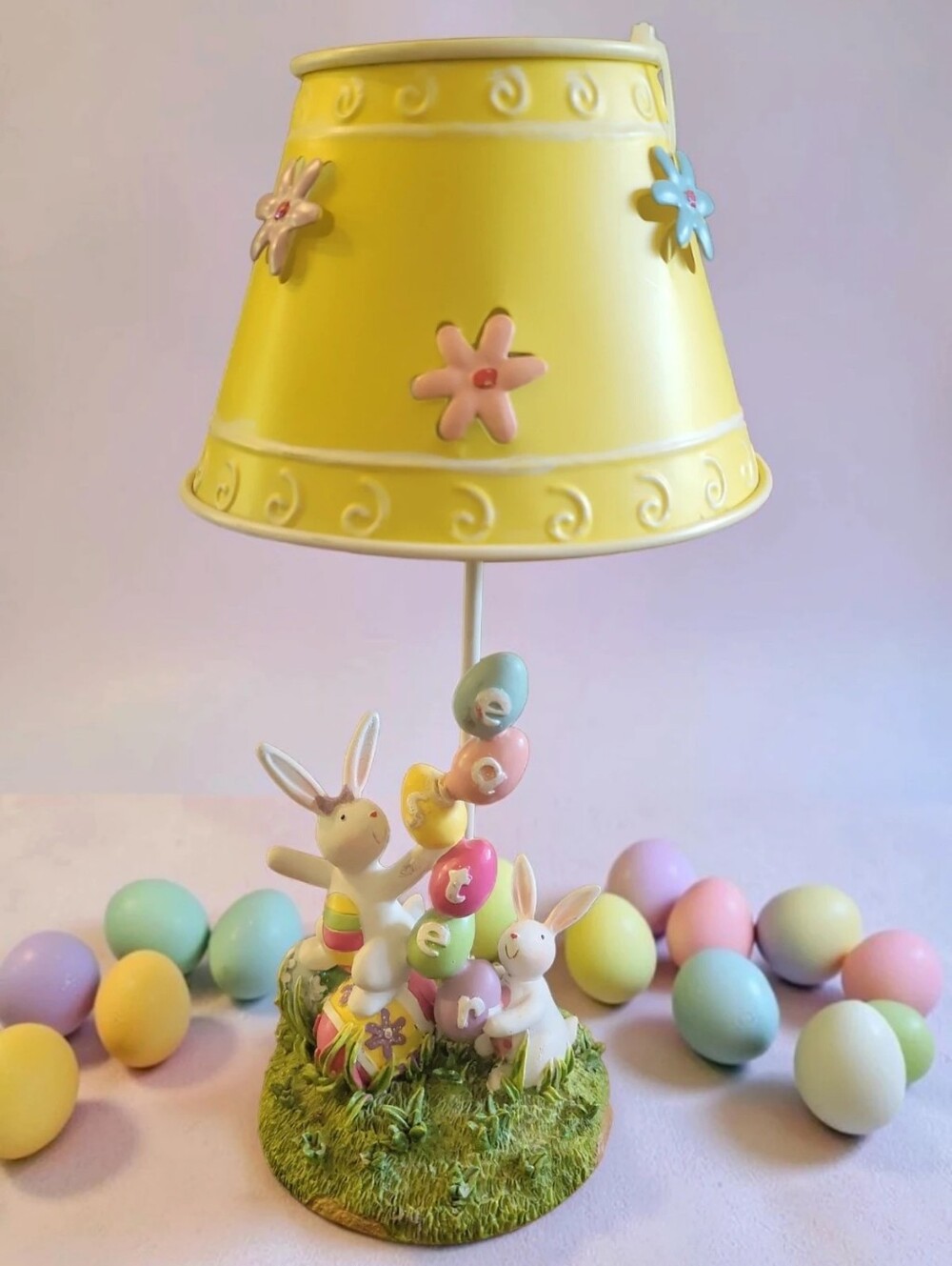 NWT Kohls Easter Bunny Family Votive Tealight Candle Holder RN#73277 Flowers